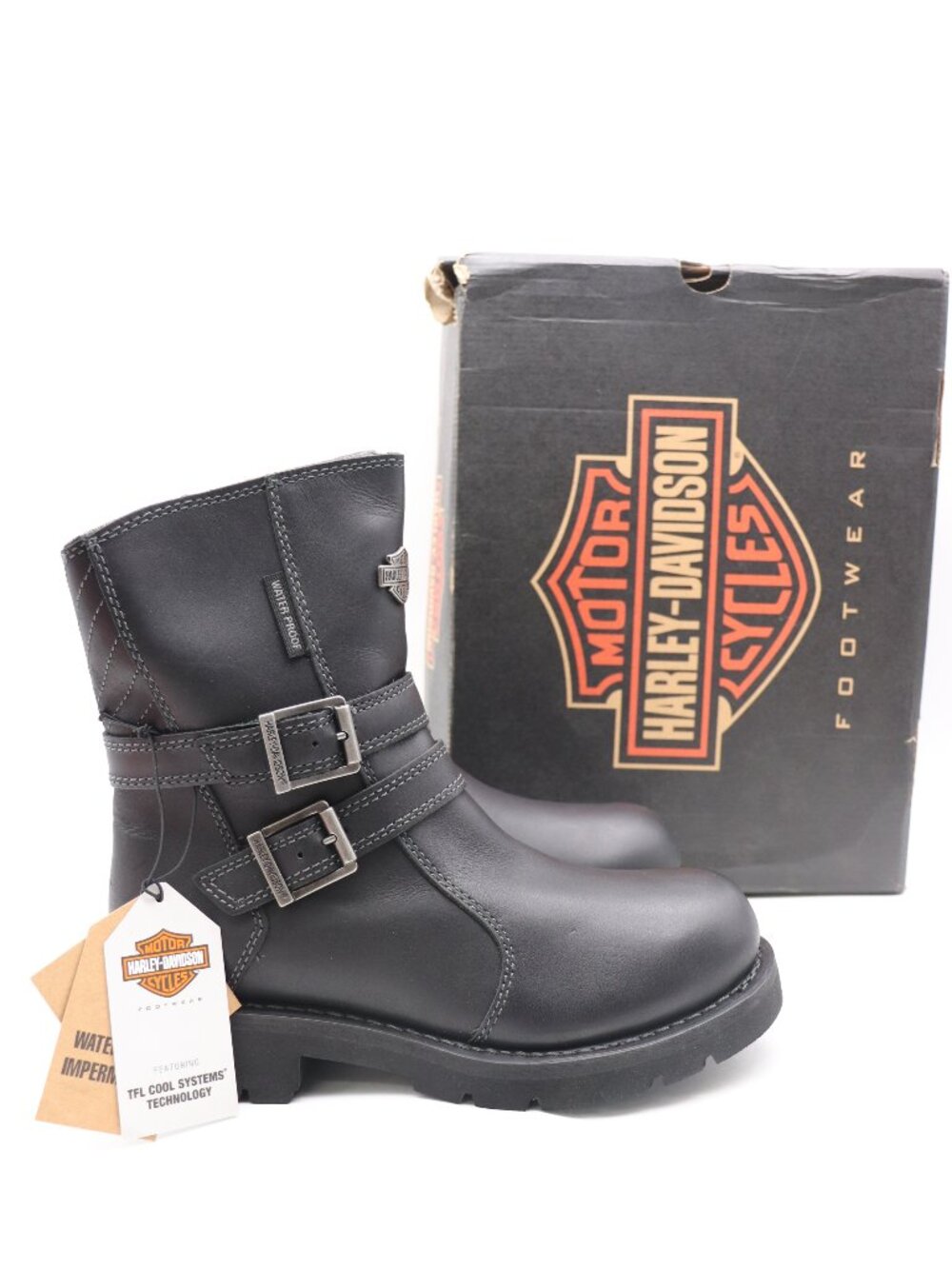 New Harley Davidson Black Noir Brinser Boots Women's Size 8 Motorcycle Boots